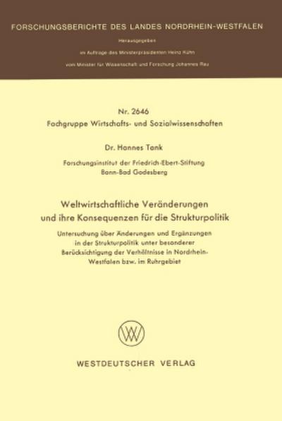 Weltwirtschaftliche Veränderungen und ihre Konsequenzen für die Strukturpolitik