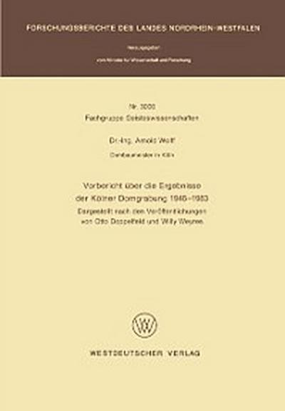 Vorbericht über die Ergebnisse der Kölner Domgrabung 1946 – 1983