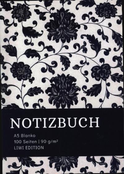 Notizbuch A5 Blanko - 100 Seiten 90g/m² - Soft Cover floral blau - FSC Papier