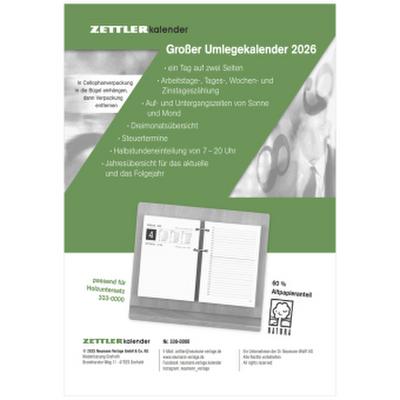 Großer Umleg-Kalender 2026 - 10,5x14,2 cm - 1 Tag auf 2 Seiten - zum Einheften - Bürokalender mit 2-fach Lochung - Stundeneinteilung von 7 - 20 Uhr - 338-0000