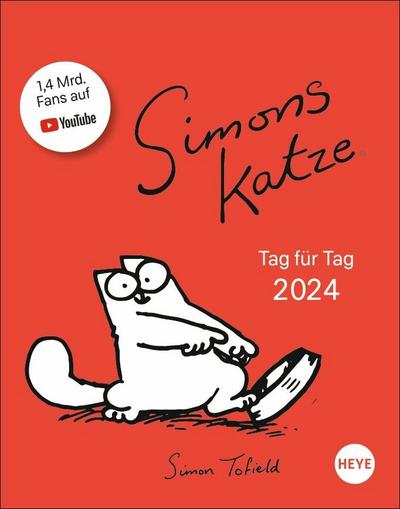 Simons Katze Tagesabreißkalender 2024. Abreiß-Kalender für alle Simons Cat-Fans. Tischkalender 2024 mit lustigen Episoden aus dem typischen Alltag von Simons Katze. Auch zum Aufhängen.