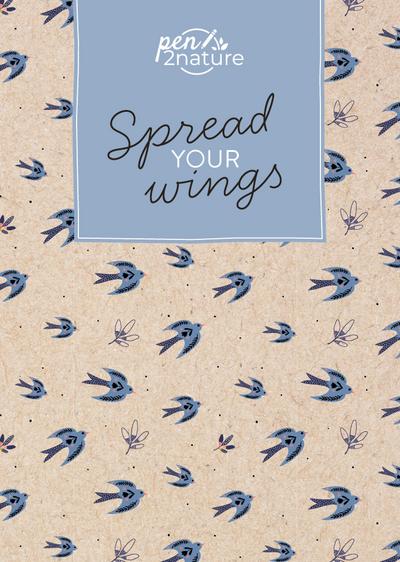 Spread Your Wings . Nachhaltiges Notizbuch in A5 mit Hardcover und Vogel-Motiv