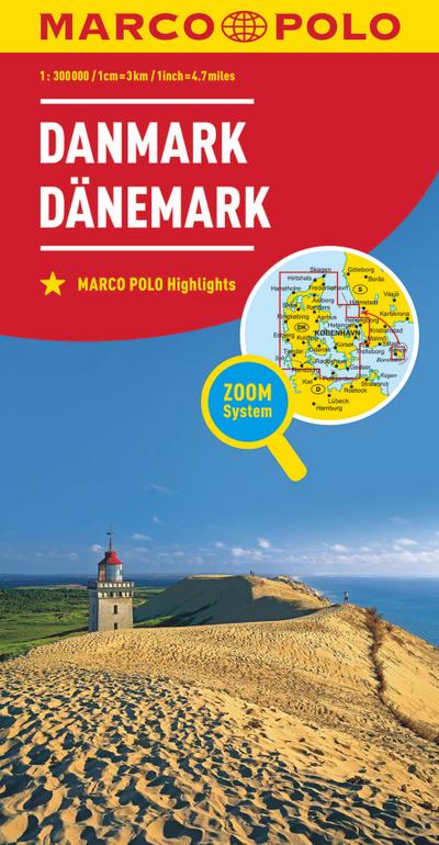 MARCO POLO Länderkarte Dänemark 1:300.000. Denmark / Danemark / Danmark