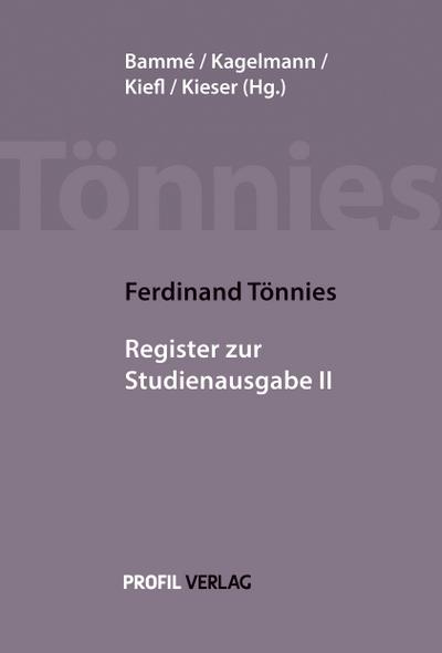 Ferdinand Tönnies: Register zur Studienausgabe II