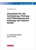 Farr, Checkliste 5 - Checkliste für die Aufstellung, Prüfung und Offenlegung des Anhangs der kleinen GmbH