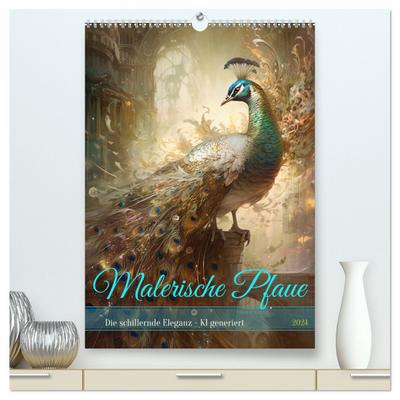 Malerische Pfaue (hochwertiger Premium Wandkalender 2024 DIN A2 hoch), Kunstdruck in Hochglanz