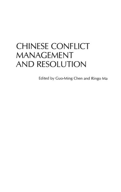 Chinese Conflict Management and Resolution