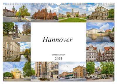 Hannover Stadtansichten (Wandkalender 2024 DIN A3 quer), CALVENDO Monatskalender
