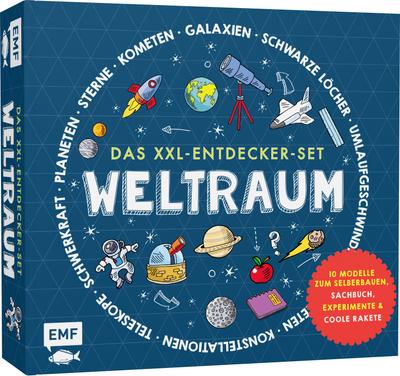 Das XXL-Entdecker-Set  Weltraum: Mit 10 Modellen zum Selberbauen, Sachbuch, Experimenten und cooler Rakete: Modelle im Set: Rakete mit Startrampe, ... Sonnenfinsternis, Nachthimmelmodell