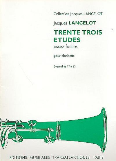 33 études assez faciles vol.2(nos.17-33) pour clarinette