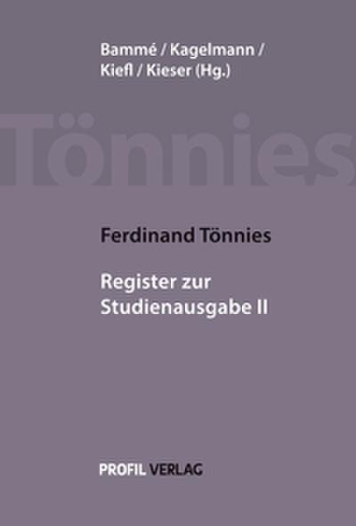 Ferdinand Tönnies: Register zur Studienausgabe II