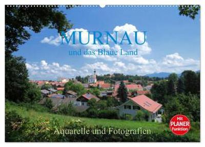 Murnau und das Blaue Land - Aquarelle und Fotografien (Wandkalender 2026 DIN A2 quer), CALVENDO Monatskalender