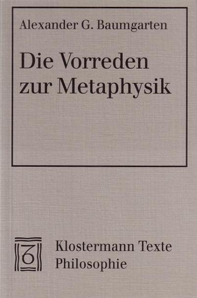 Die Vorreden zur Metaphysik