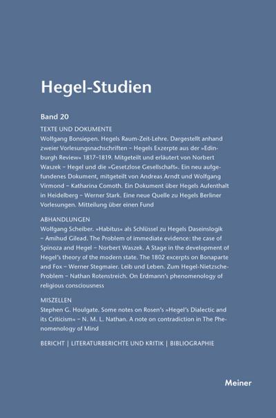 Hegel-Studien / Hegel-Studien Band 20 (1985)