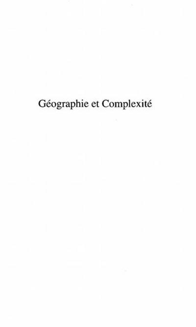 Geographie et complexite:   les espaces
