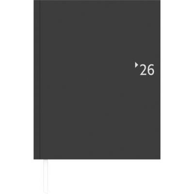 Zettler Wochenbuch anthrazit Leine 1W/2S 2026 - Buchkalender 21 × 26 cm, 1 Woche auf 2 Seiten, wattierter Kunststoffeinband, FSC-zertifiziert