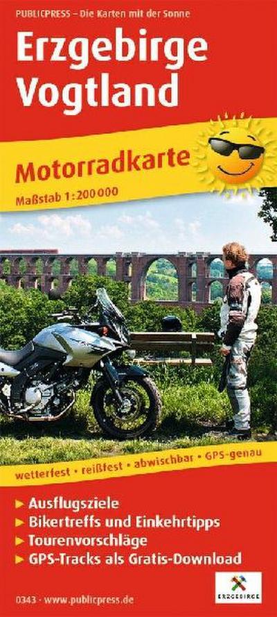Motorradkarte Erzgebirge - Vogtland 1:200 000