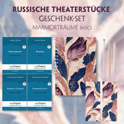 Russische Theaterstücke Geschenkset - 4 Bücher (mit Audio-Online) + Marmorträume Schreibset Basics, m. 4 Beilage, m. 4 Buch