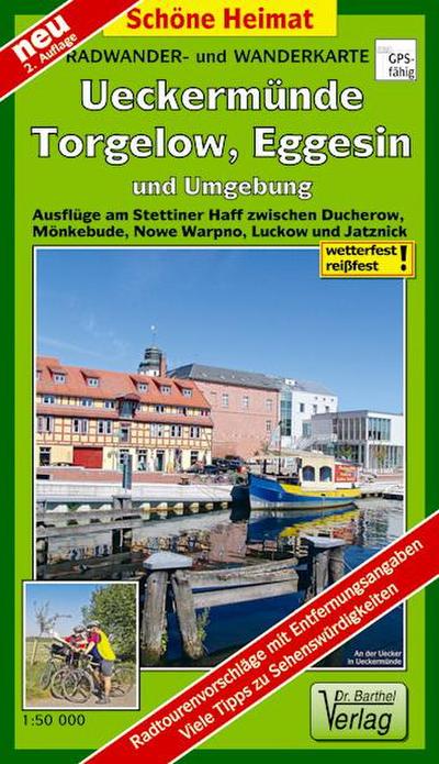 Radwander- und Wanderkarte Ueckermünde, Torgelow, Eggesin und Umgebung 1 :50 000