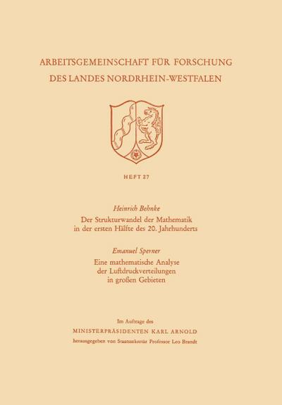 Der Strukturwandel der Mathematik in der ersten Hälfte des 20. Jahrhunderts. Eine mathematische Analyse der Luftdruckverteilungen in großen Gebieten