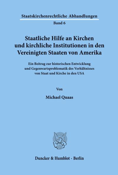 Staatliche Hilfe an Kirchen und kirchliche Institutionen in den Vereinigten Staaten von Amerika.