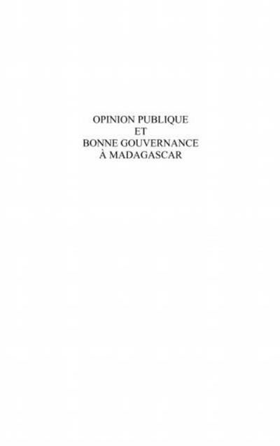 Opinion publique et bonne gouvernance A
