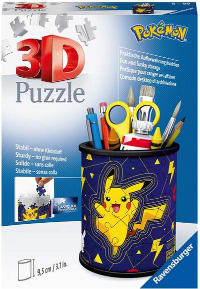 Ravensburger 3D Puzzle 11257 - Utensilo Pokémon Pikachu - 54 Teile - Stiftehalter für Pokémon Fans ab 6 Jahren, Schreibtisch-Organizer für Kinder