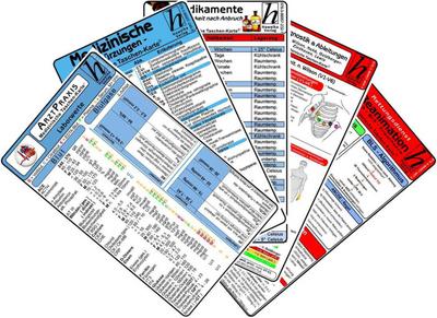 Arztpraxis Karten-Set - praktisches Set mit Laborwerten, Medikamenten-Haltbarkeit, Reanimation, EKG Auswertung & med. Abkürzungen 