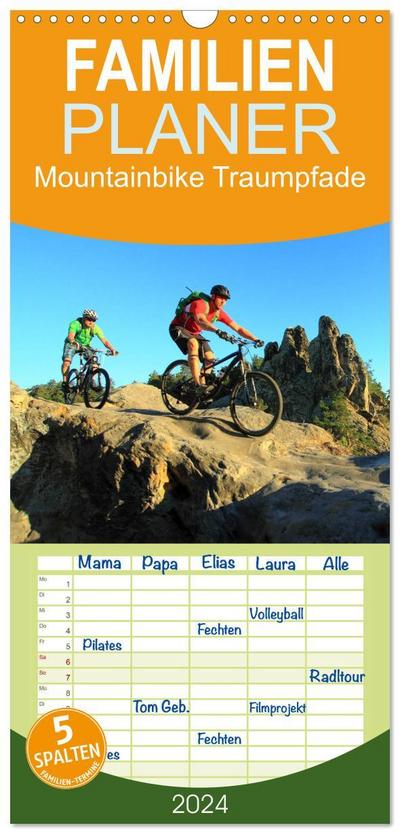 Familienplaner 2024 - Mountainbike Traumpfade mit 5 Spalten (Wandkalender, 21 x 45 cm) CALVENDO