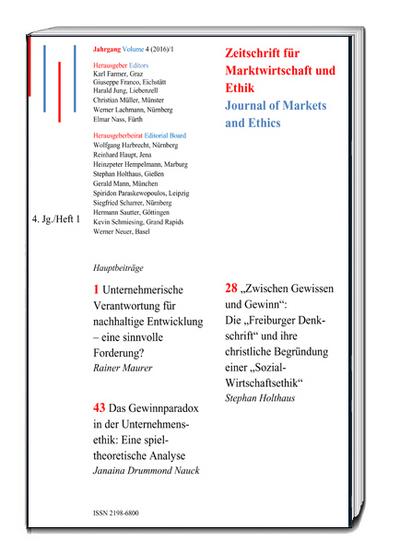 Unternehmerische Verantwortung für nachhaltige Entwicklung - eine sinnvolle Forderung? Zwischen Gewissen und Gewinn: Die Freiburger Denkschrift und ihre christliche Begründung einer Sozial-Wirtschaftsethik Das Gewinnparadox in der Unternehmensethik: