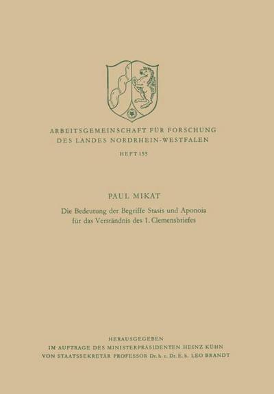 Die Bedeutung der Begriffe Stasis und Aponoia für das Verständnis des 1.Clemensbriefes