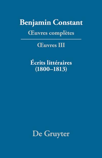 Écrits littéraires (1800-1813)