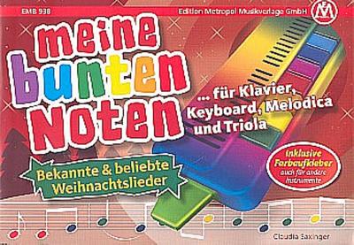 Bekannte und beliebte Weihnachtsliederfür Klavier (Melodica/Triola/Keyboard) (mit Text), inkl. Farbaufkleber