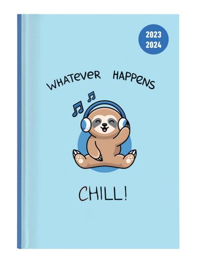 Collegetimer Chill! 2023/2024 - Schüler-Kalender A5 (15x21 cm) - Faultier - Day By Day - 352 Seiten - Terminplaner - Notizbuch - Alpha Edition