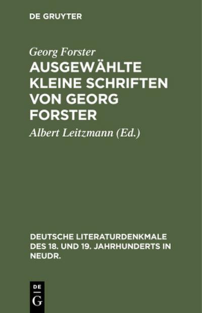 Ausgewählte kleine Schriften von Georg Forster
