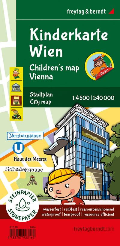 Kinderkarte Wien, Poster metallbestäbt 1:40.000, freytag & berndt