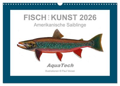 Fisch als Kunst 2026: Amerikanische Saiblinge (Wandkalender 2026 DIN A3 quer), CALVENDO Monatskalender