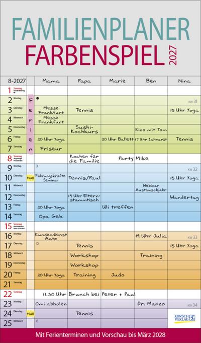 Familienplaner Farbenspiel 2027