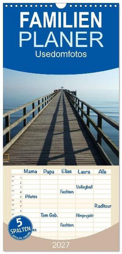 Familienplaner 2027 - Usedomfotos mit 5 Spalten (Wandkalender, 21 x 45 cm) CALVENDO