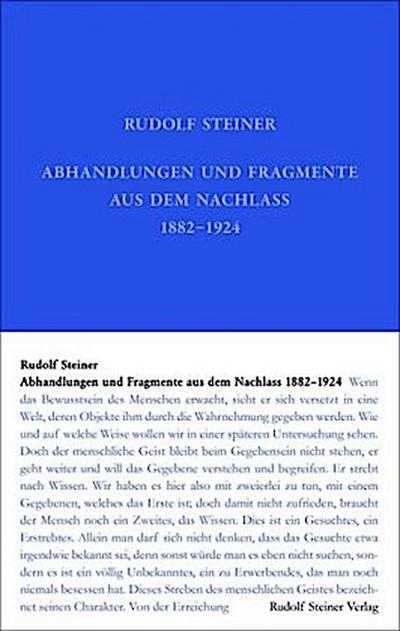Abhandlungen und Fragmente aus dem Nachlass 1897-1925