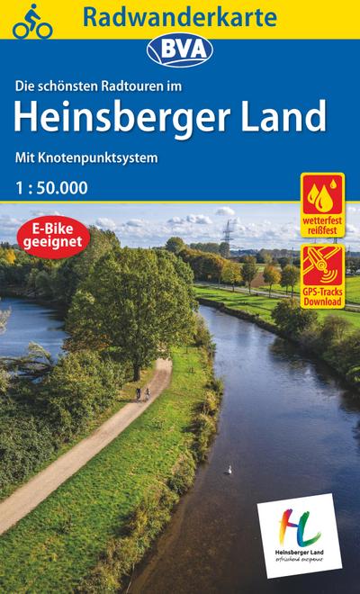 Radwanderkarte BVA Radwandern im Heinsberger Land 1:50.000, reiß- und wetterfest und mit GPS-Track-Download der ausgeschilderten Routen