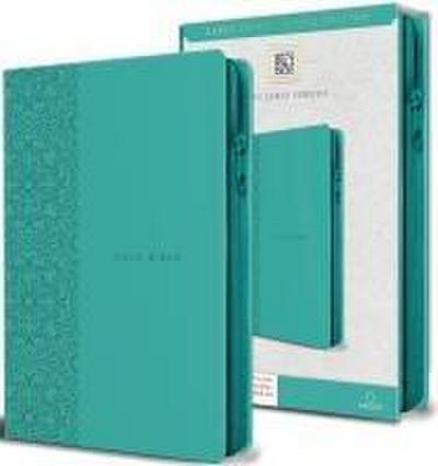 KJV Holy Bible, Large Print Handy Size, Aquamarine Premium Imitation Leather W/Ribbon Marker, Red Letter, Zipper