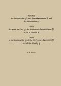 Tabellen der Luftgewichte ¿tb, der Druckäquivalente ßtb und der Gravitation g / Tables des poids de l’air ¿tb, des équivalents barométriques ßtb et de la gravité g / Tables of the Weight of Air ¿tb, of the Air-Pressure Equivalents ßtb and of the Gravity g