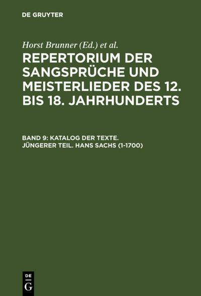 Katalog der Texte. Jüngerer Teil. Hans Sachs (1-1700)