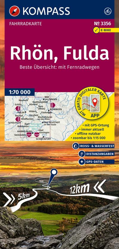KOMPASS Fahrradkarte 3356 Rhön, Fulda 1:70.000