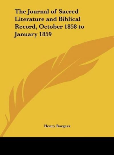 The Journal of Sacred Literature and Biblical Record, October 1858 to January 1859