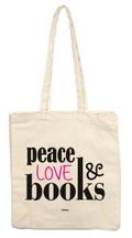 Stofftasche ’Peace Love Books’