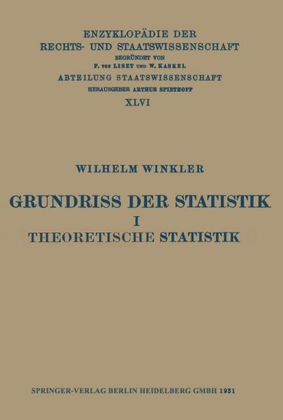 Grundriss der Statistik I Theoretische Statistik