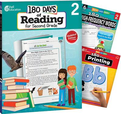 180 Days(tm) Reading, High-Frequency Words, & Printing Grade 2: 3-Book Set