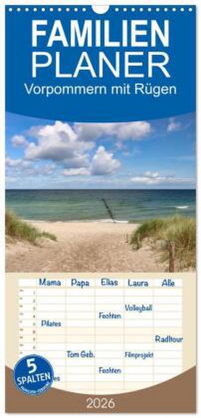 Familienplaner 2026 - Vorpommern mit Rügen mit 5 Spalten (Wandkalender, 21 x 45 cm) CALVENDO